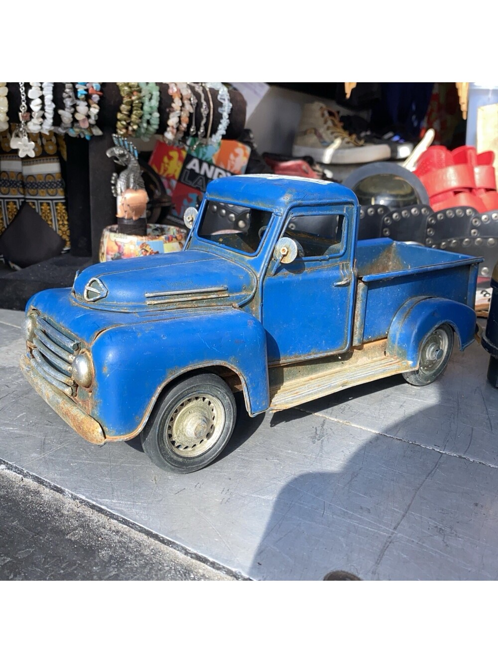 DODGERS BLUE Classic Vtg 1950’s TRUCK HAND PAINTED Metal Rustic 13” In L x 6” W